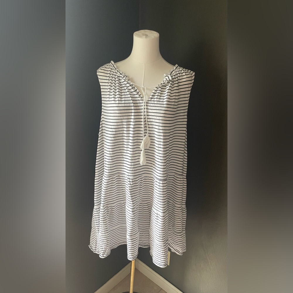 Max Studio Navy & White Striped Sleeveless Dress – Women’s 3X
